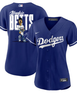 Mookie Betts 50 Los Angeles Dodgers Signed Cartoon 2023 Alternate Player Women Jersey - Royal