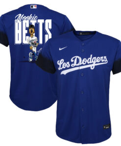 Mookie Betts 50 Los Angeles Dodgers Signed Cartoon 2023 City Connect Player YOUTH Jersey - Royal