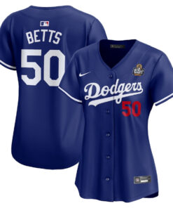 Mookie Betts 50 Los Angeles Dodgers Women's 2024 World Series Alternate Limited Jersey - Royal