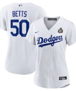 Mookie Betts 50 Los Angeles Dodgers Women's 2024 World Series Home Jersey - White
