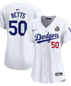 Mookie Betts 50 Los Angeles Dodgers Women's 2024 World Series Limited Player Jersey - White