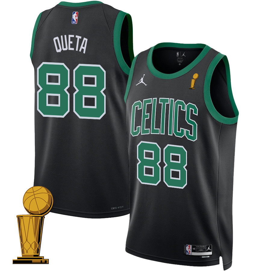 Neemias Queta 88 Boston Celtics 2024 FINALS CHAMPIONS Swingman Jersey - Statement Edition - Black - JS585
