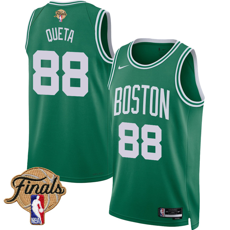 Neemias Queta 88 Boston Celtics 2024 FINALS PATCH Icon Edition Jersey - Kelly Green - JS992