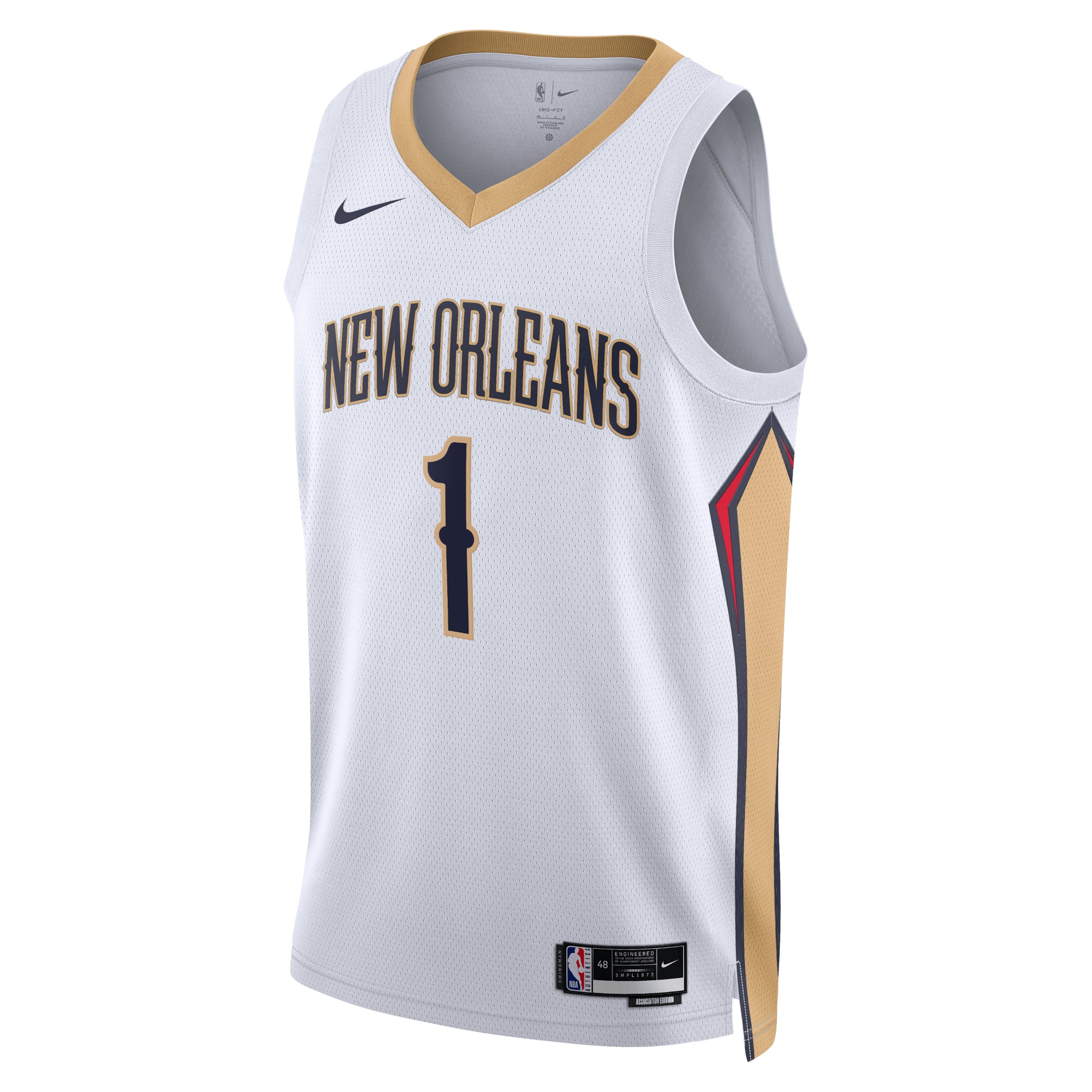 New Orleans Pelicans Association Edition Swingman Jersey - White - Zion Williamson - Unisex - JS823