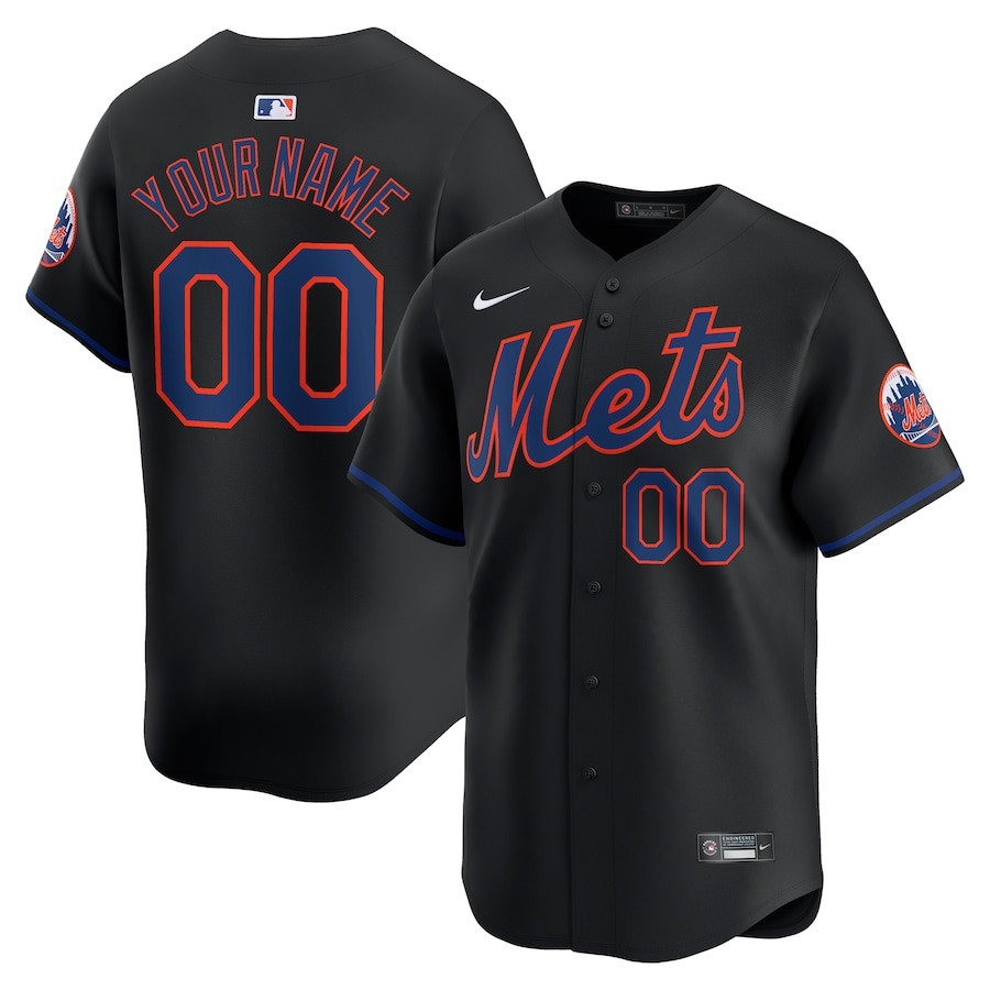 New York Mets Alternate Limited Custom Men Jersey - Black