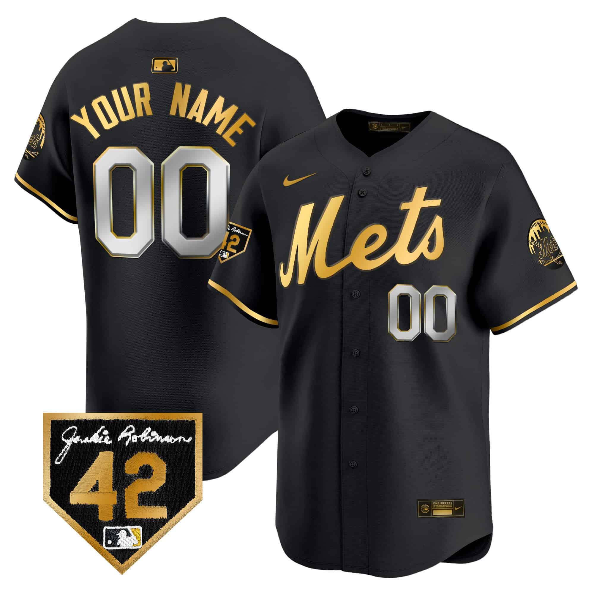 New York Mets Jackie Robinson Patch Vapor Premier Limited Custom Jersey