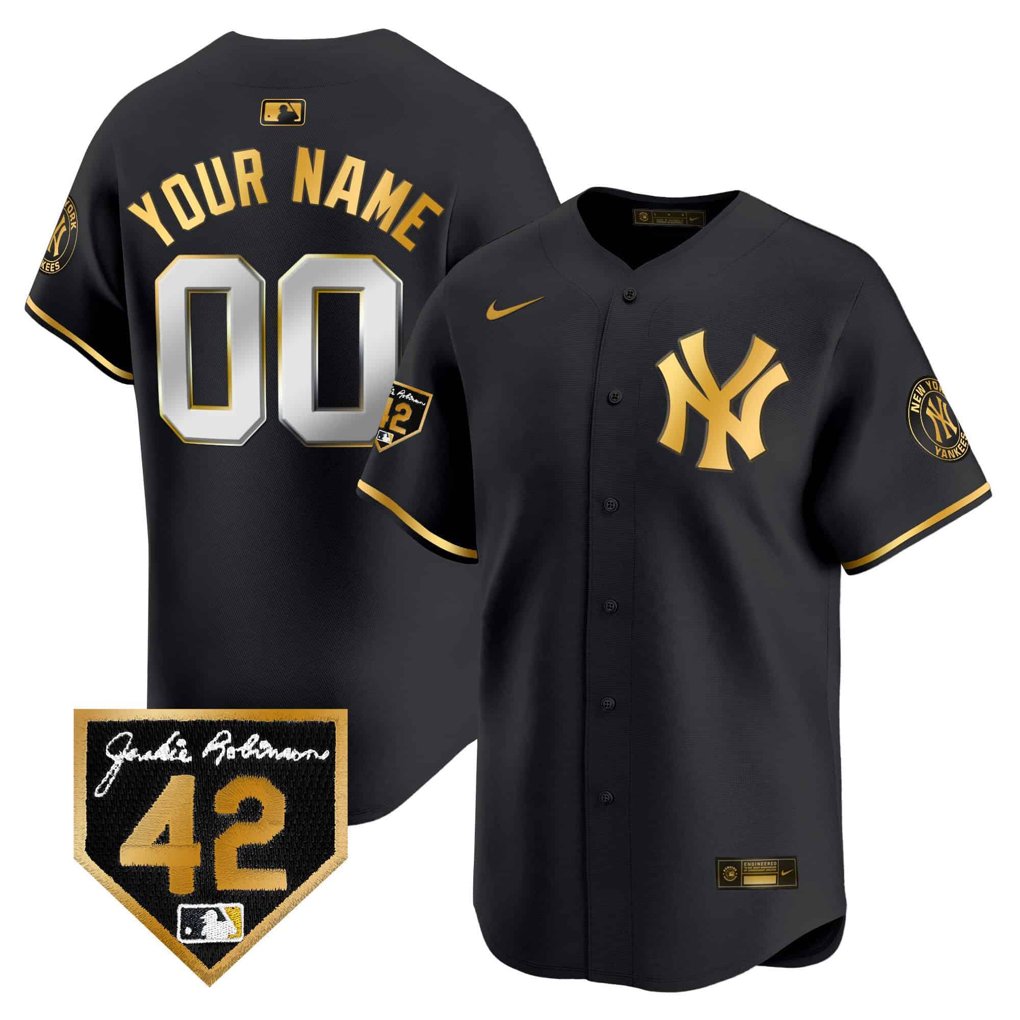 New York Yankees 2024 Jackie Robinson Patch Vapor Premier Limited Custom Jersey