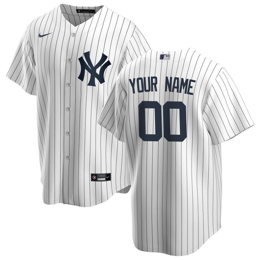 New York Yankees Home Custom Men Jersey - White