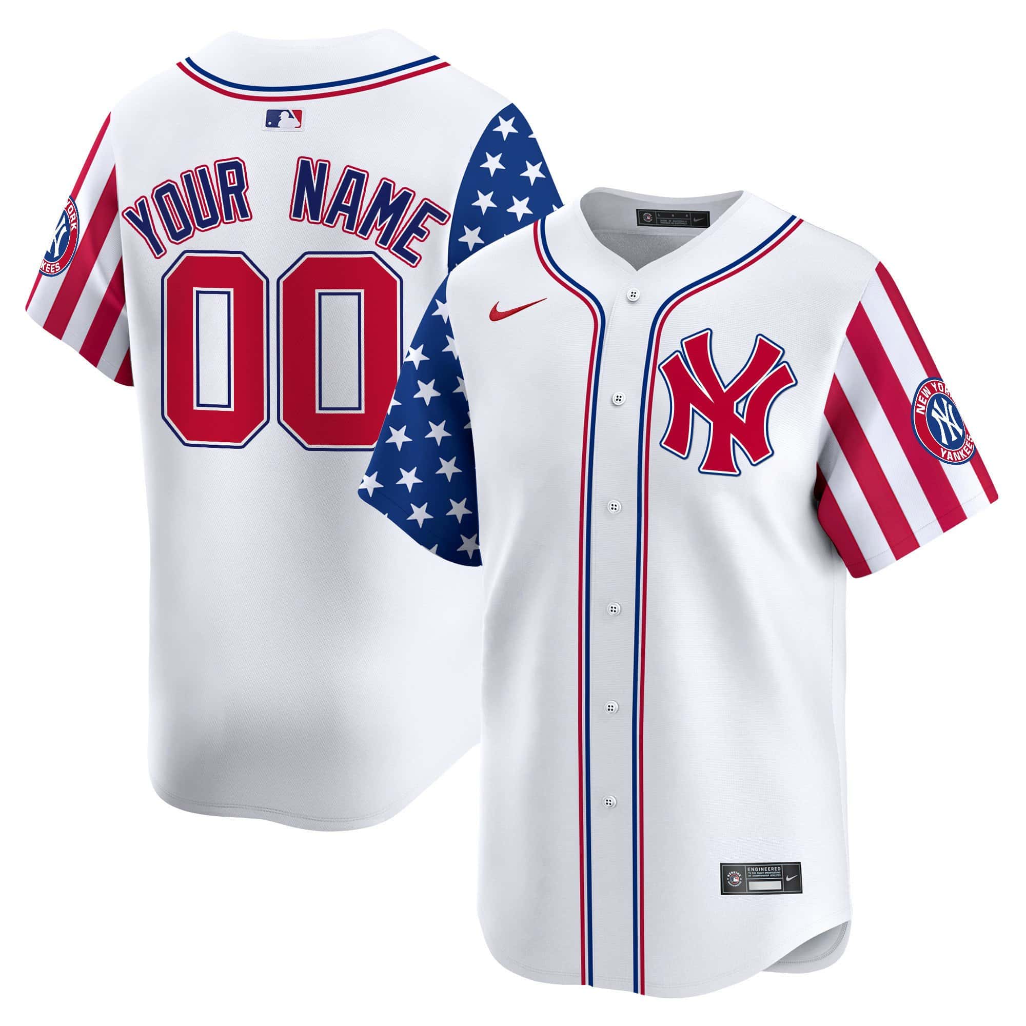 New York Yankees White 2024 Independence Day Vapor Premier Limited Custom Jersey