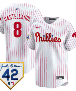 Nick Castellanos 8 Philadelphia Phillies 2024 Jackie Robinson Patch Men Jersey - White