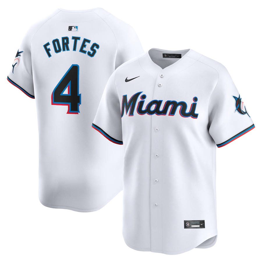 Nick Fortes 4 Miami Marlins Home Limited Player Men Jersey - White