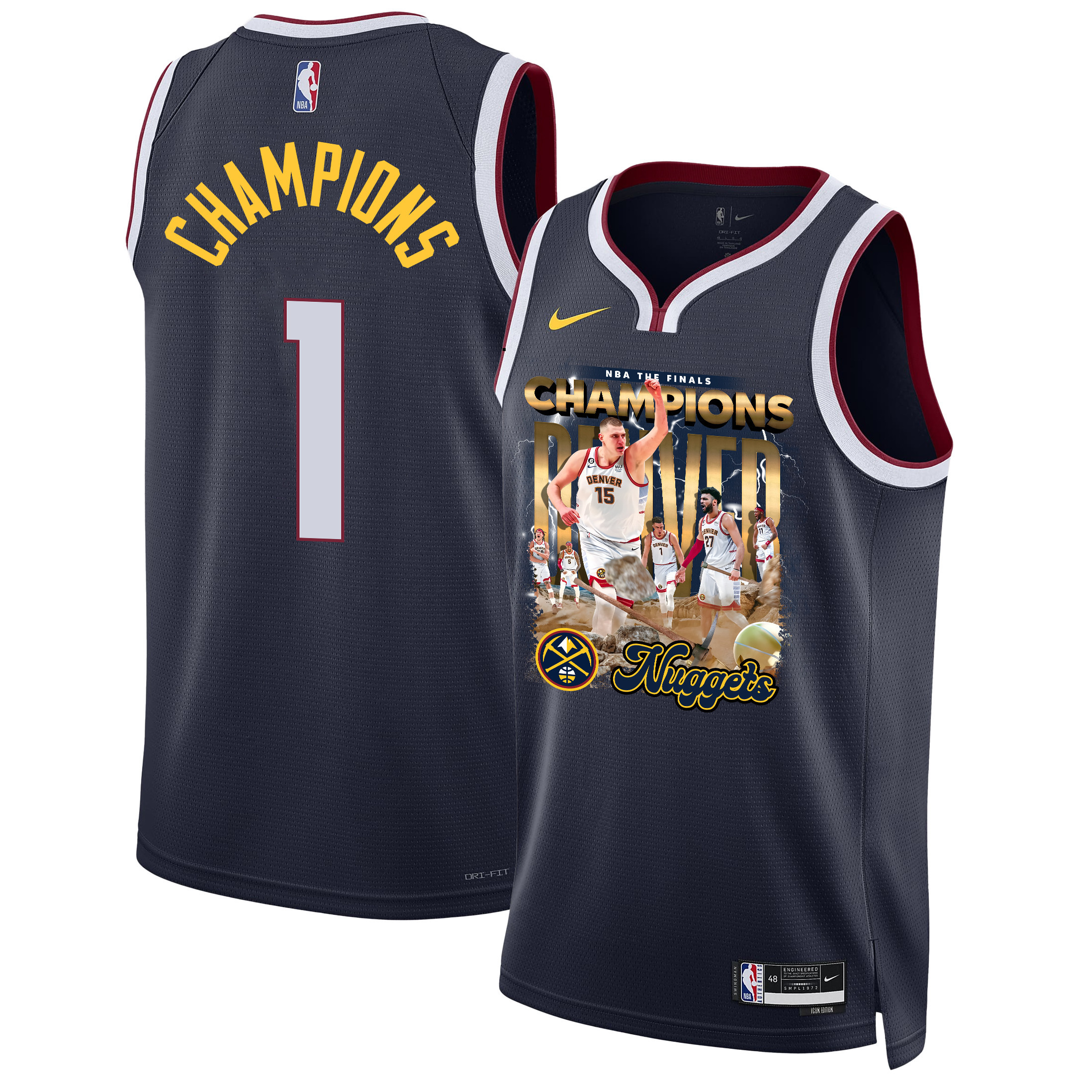 Nikola JokiÄ‡ Denver Nuggets Superstar 2023 NBA The Final Champions Swingman Jersey - Black - JS541