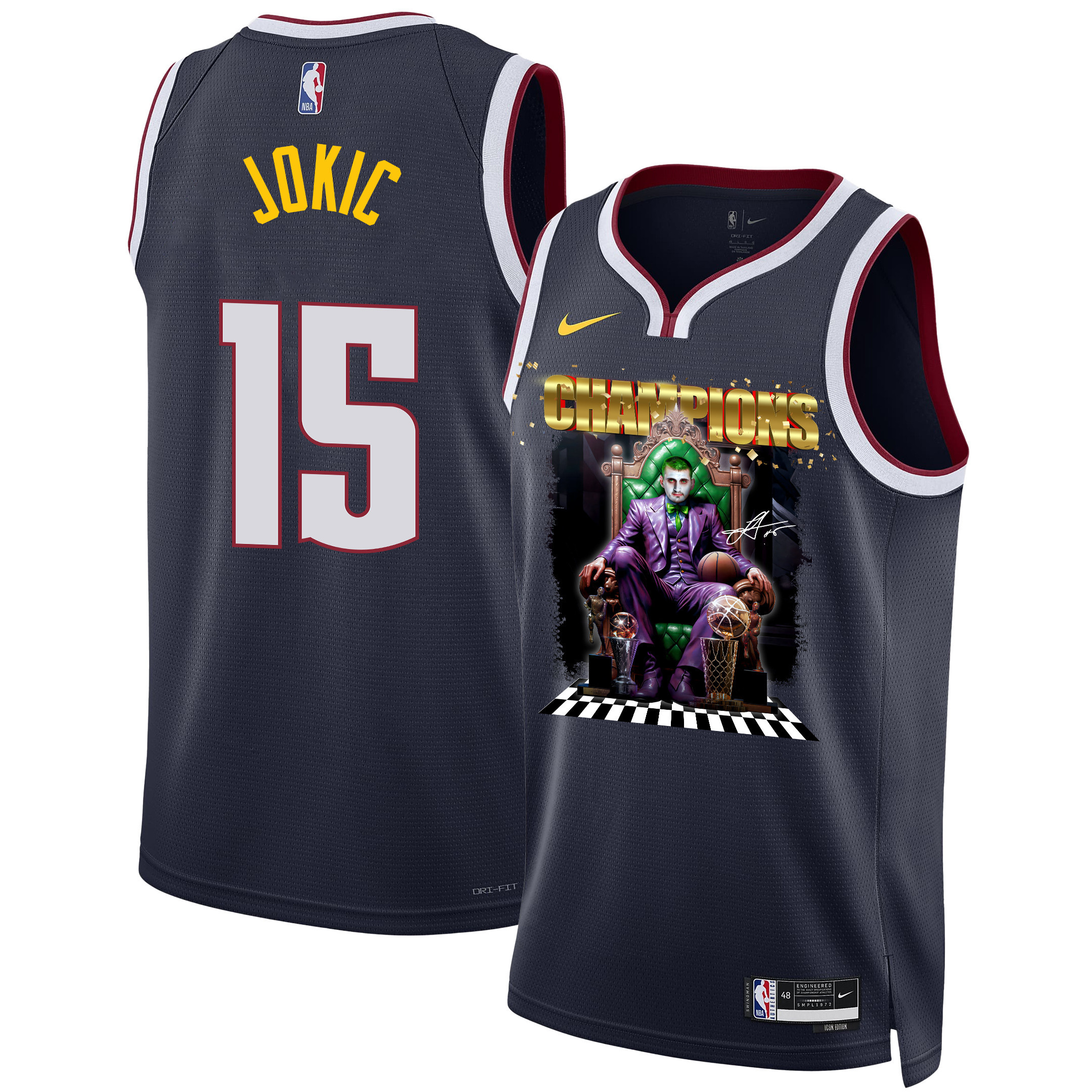 Nikola JokiÄ‡ Denver Nuggets The Big Joker 2023 NBA Final Champions Swingman Jersey - Black - JS230