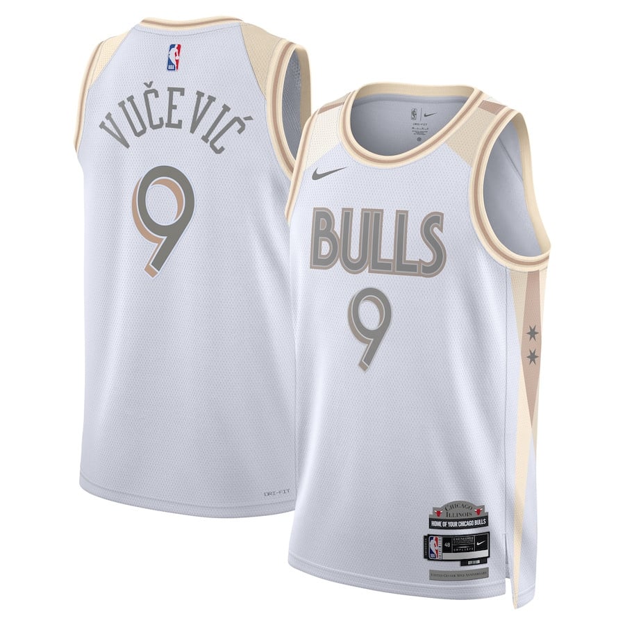 Nikola VuÃ„ÂeviÃ„â€¡ 9 Chicago Bulls Unisex 2024/25 Swingman Player Jersey - City Edition - White - JS130