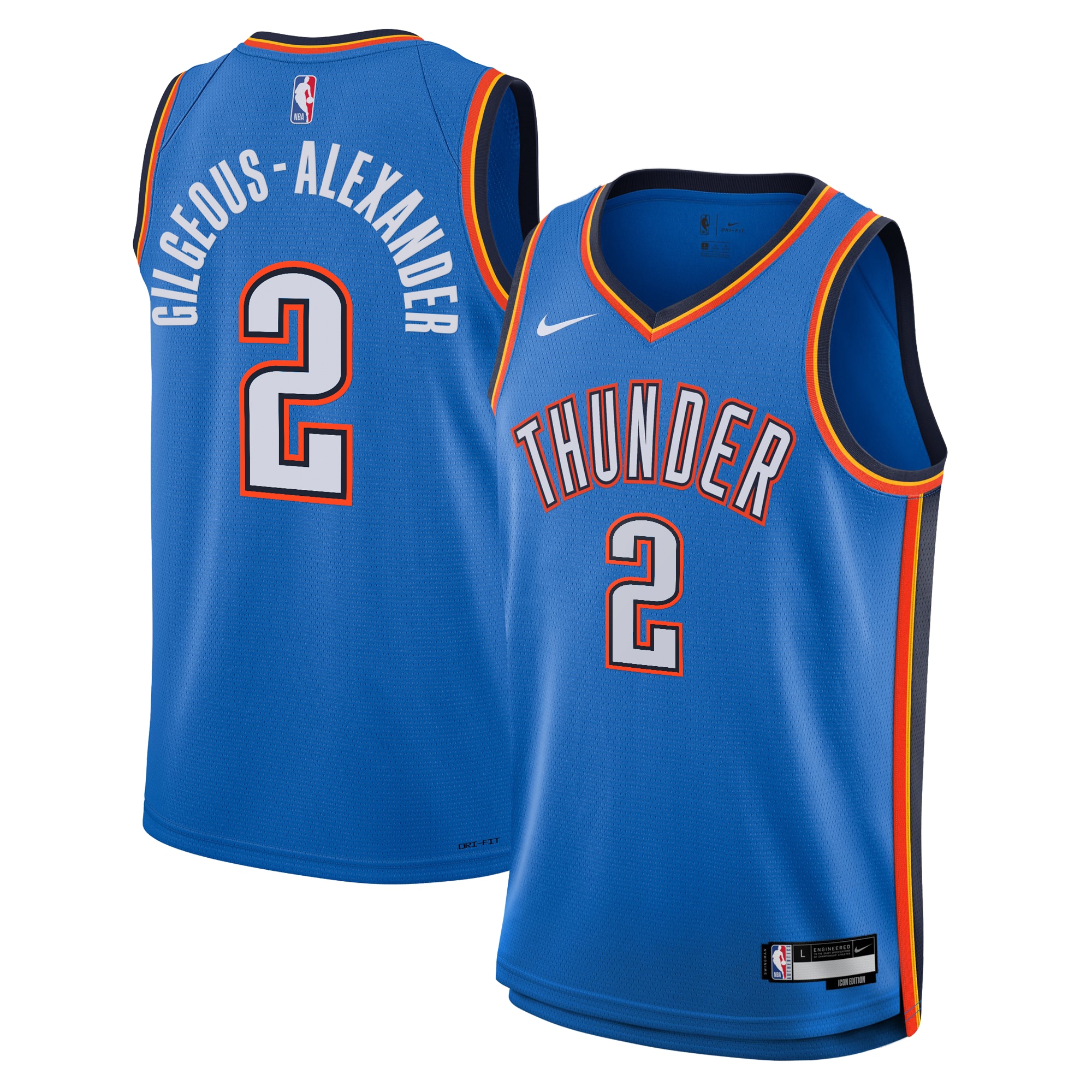 Oklahoma City Thunder Icon Edition Swingman Jersey - Blue - Shai Gilgeous-Alexander - Youth - JS811