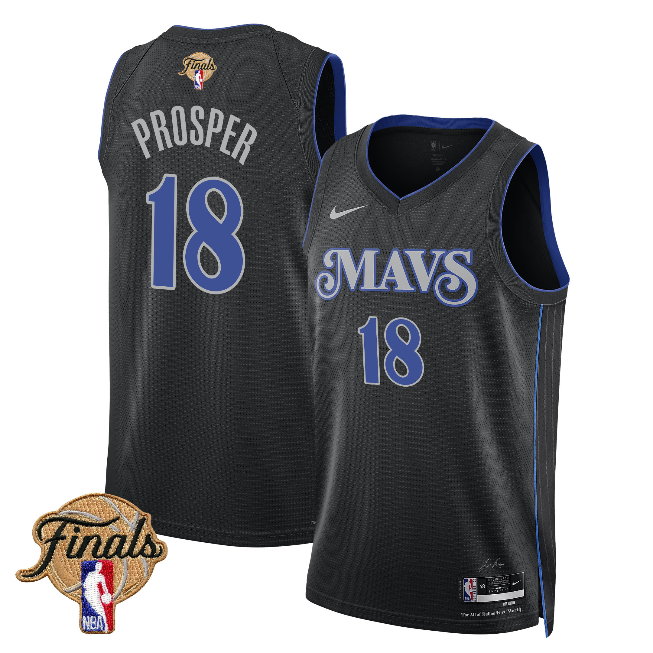 Olivier-Maxence Prosper 18 Dallas Mavericks 2024 FINALS PATCH Swingman Jersey - City Edition - Black - JS980