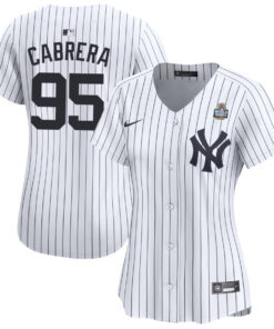 Oswaldo Cabrera 95 New York Yankees Women's 2024 World Series Home Limited Jersey - White
