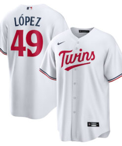 Pablo LÃ³pez 49 Minnesota Twins Team Logo Home Men Jersey - White