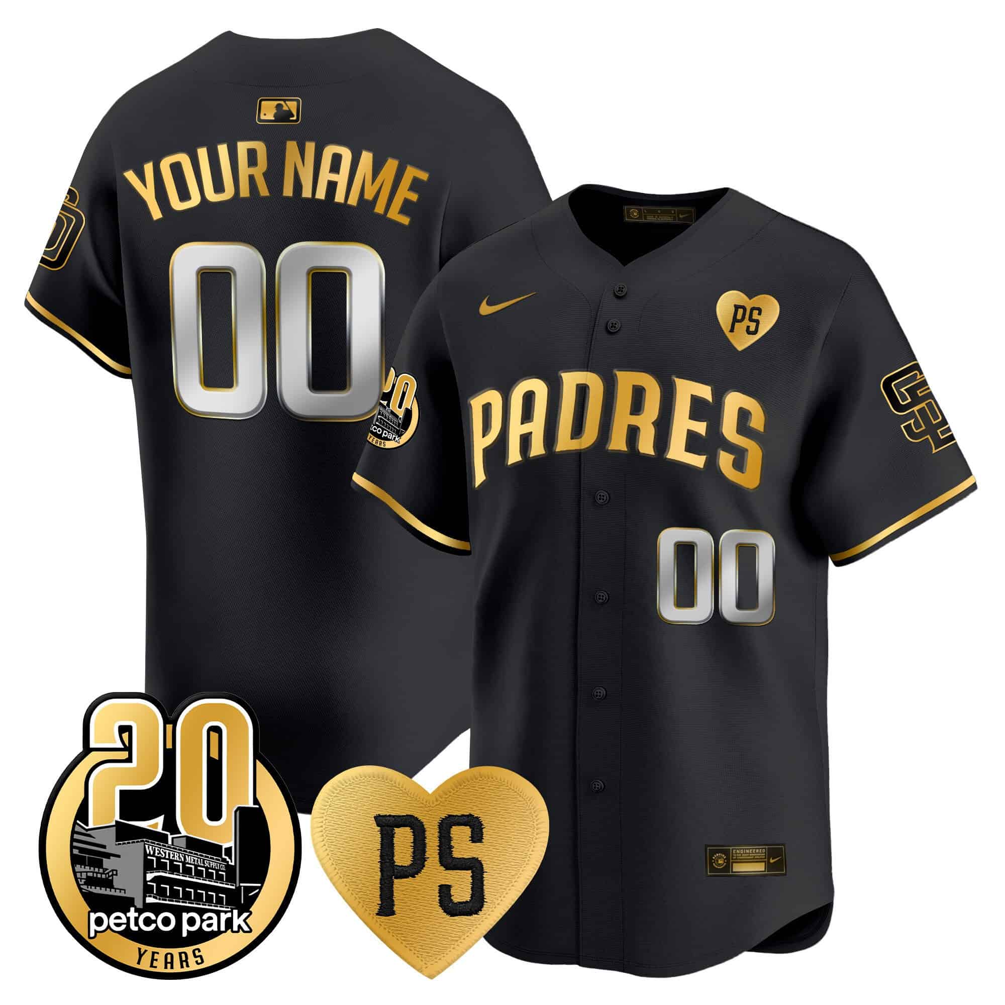 Padres â€œFor Peterâ€ & Petco Park 20th Patch Vapor Premier Limited Custom Jersey
