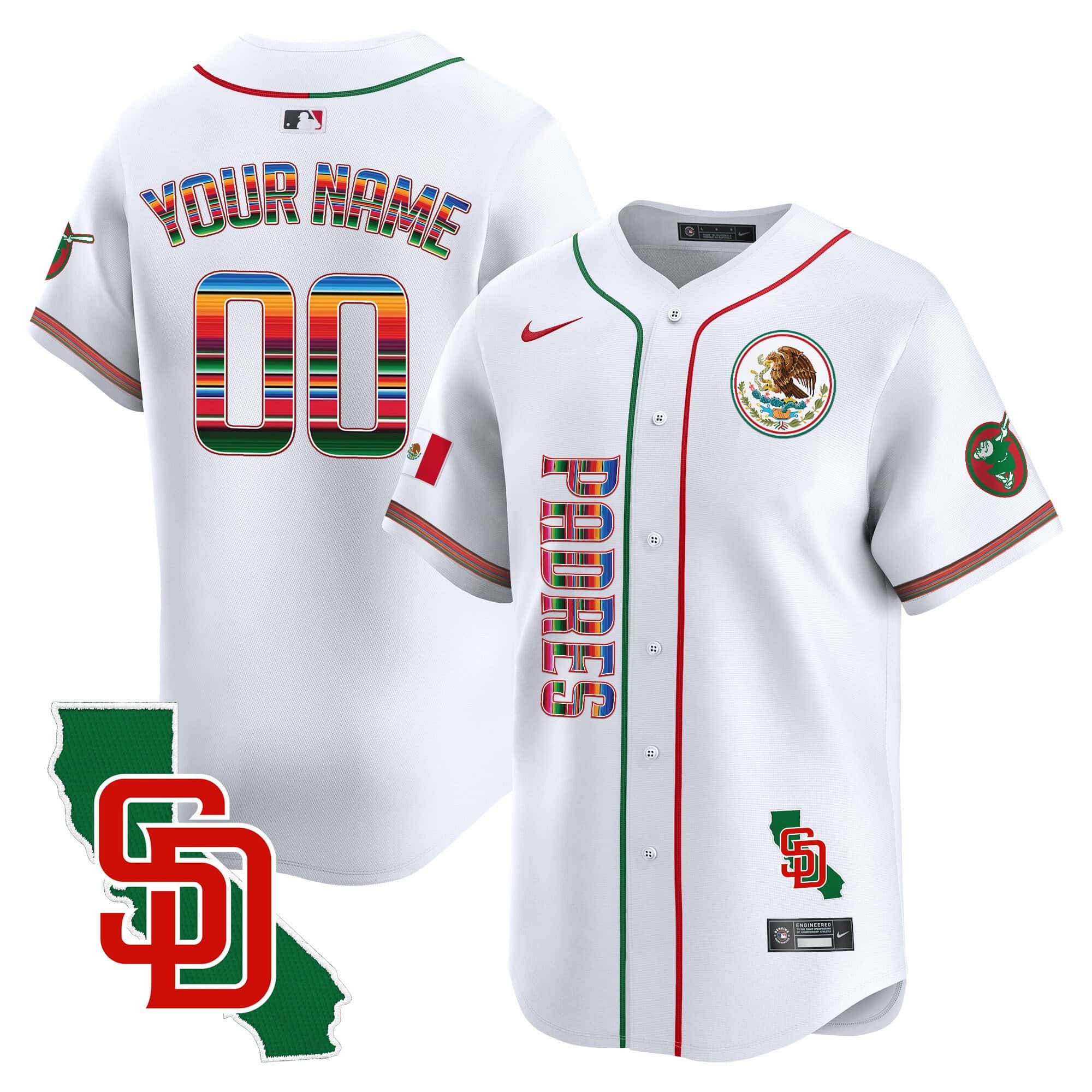 Padres Mexico California Patch Vapor Premier Limited Custom Jersey V2 â€“ All Stitched - Jersey AZ