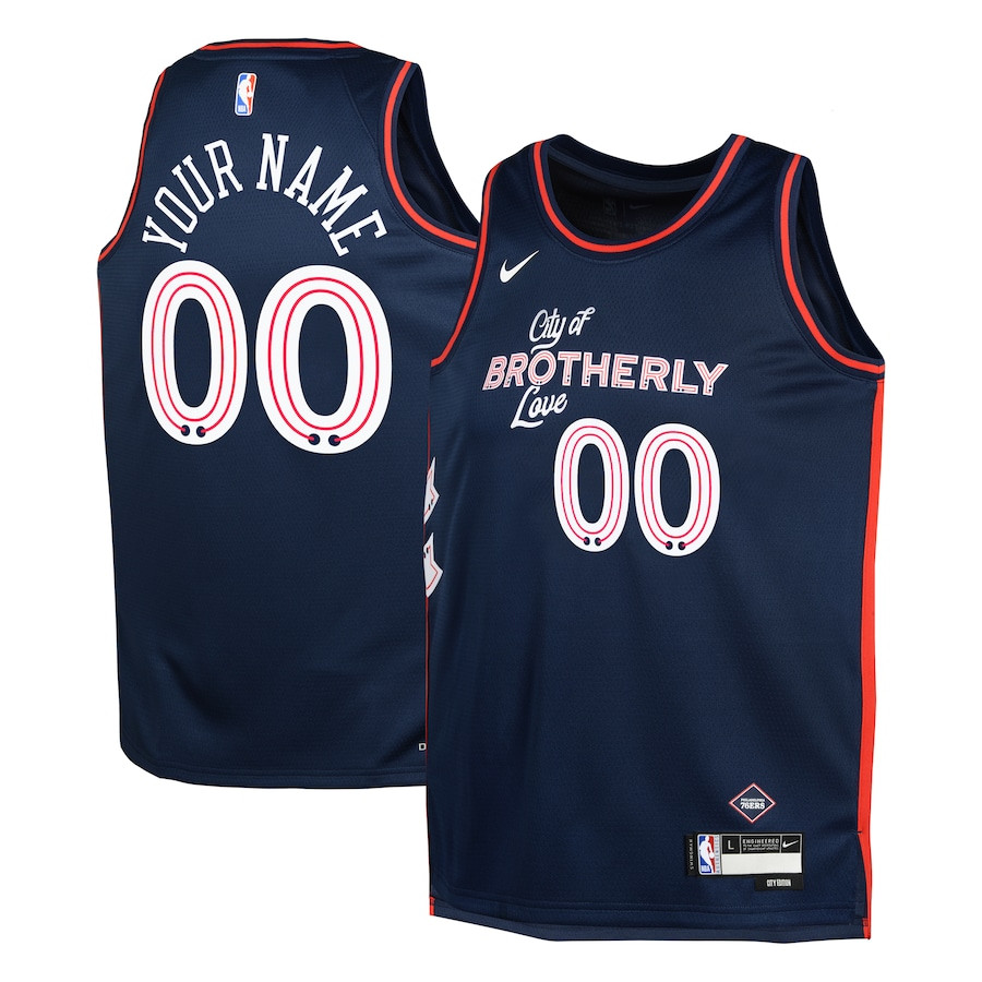 Philadelphia 76ers 2023/24 City Edition Swingman Custom YOUTH Jersey - Navy - JS165