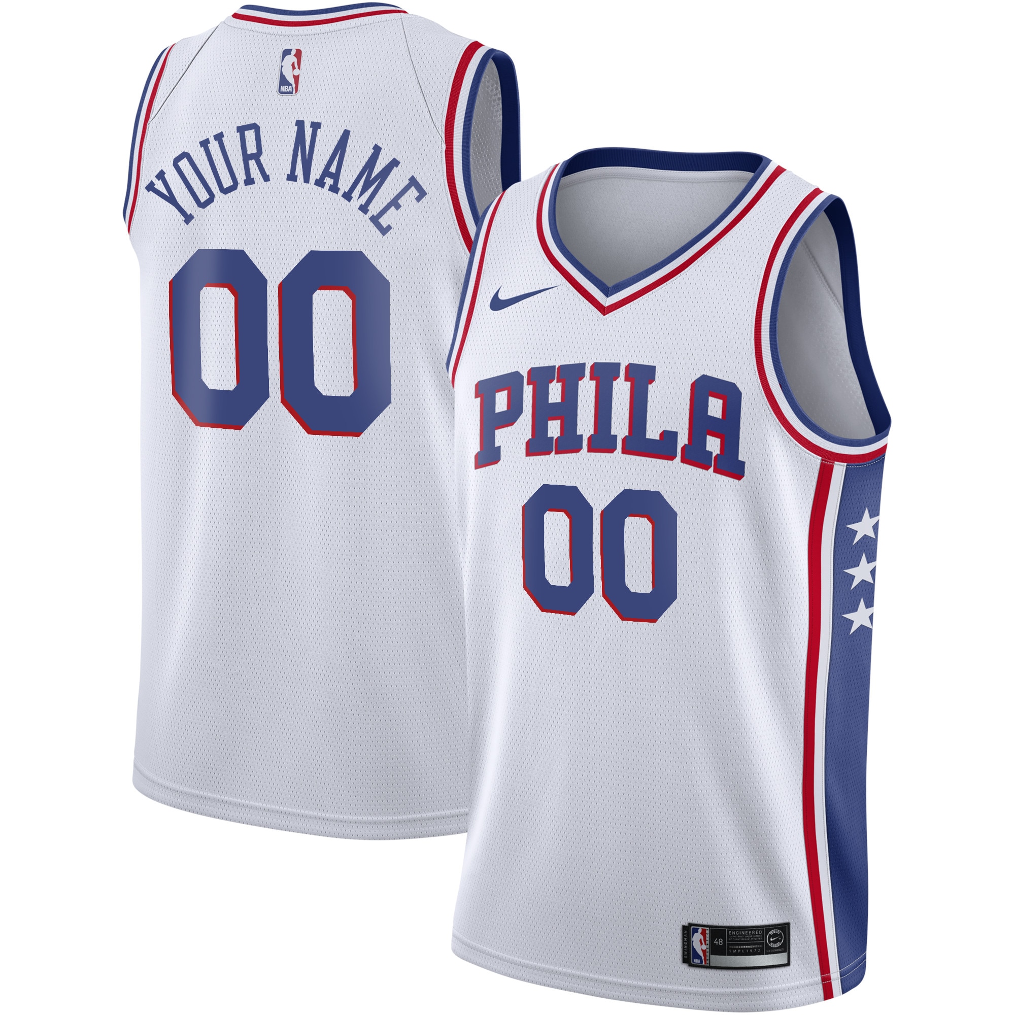 Philadelphia 76ers Association Swingman Jersey - Custom - Youth - JS692