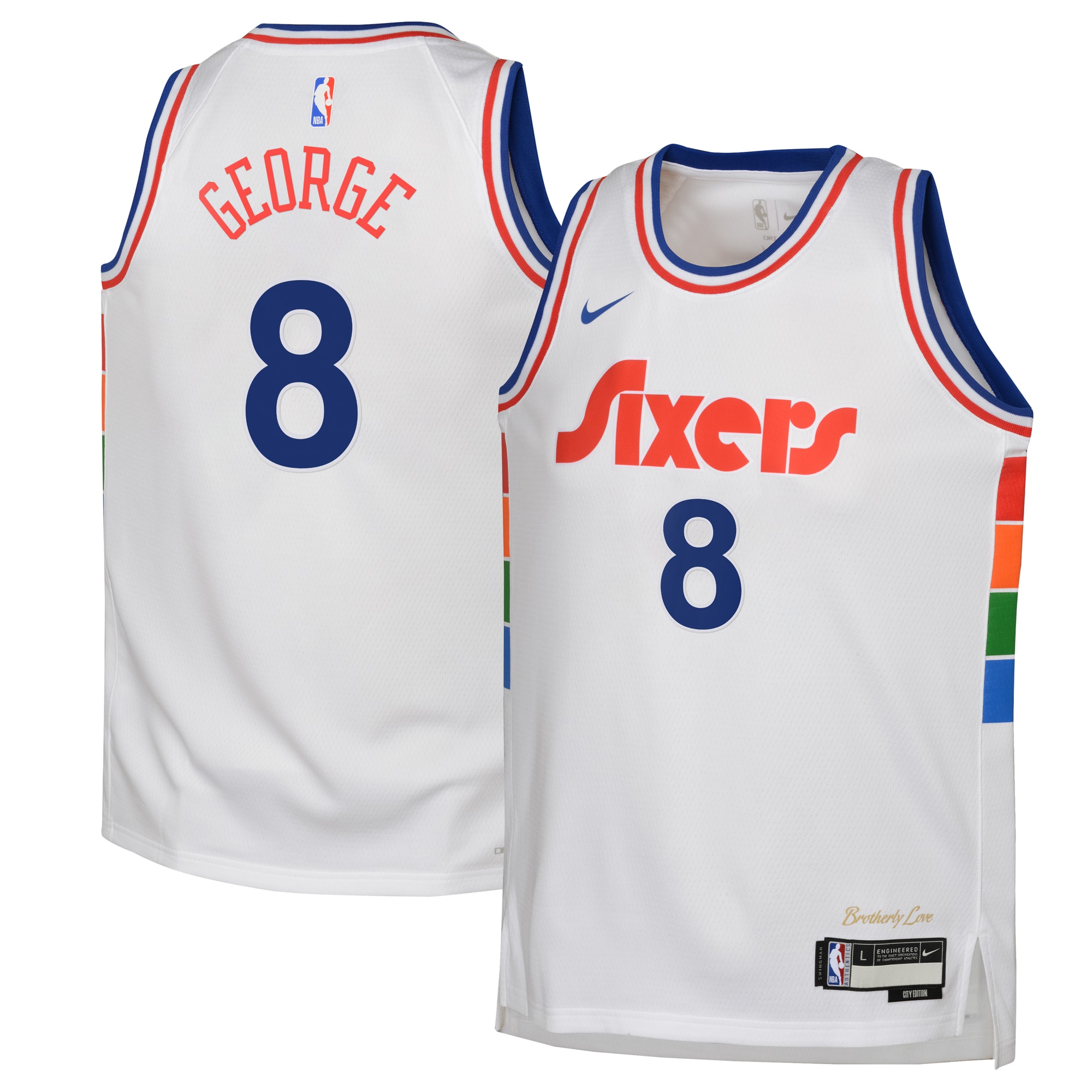 Philadelphia 76ers City Edition Swingman Jersey 2024 - White - Paul George - Youth - JS193