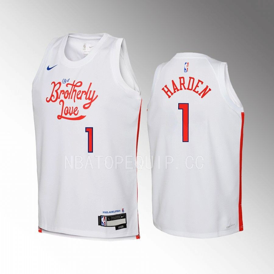 Philadelphia 76ers James Harden 1 City Edition White Youth Jersey Swingman - JS809