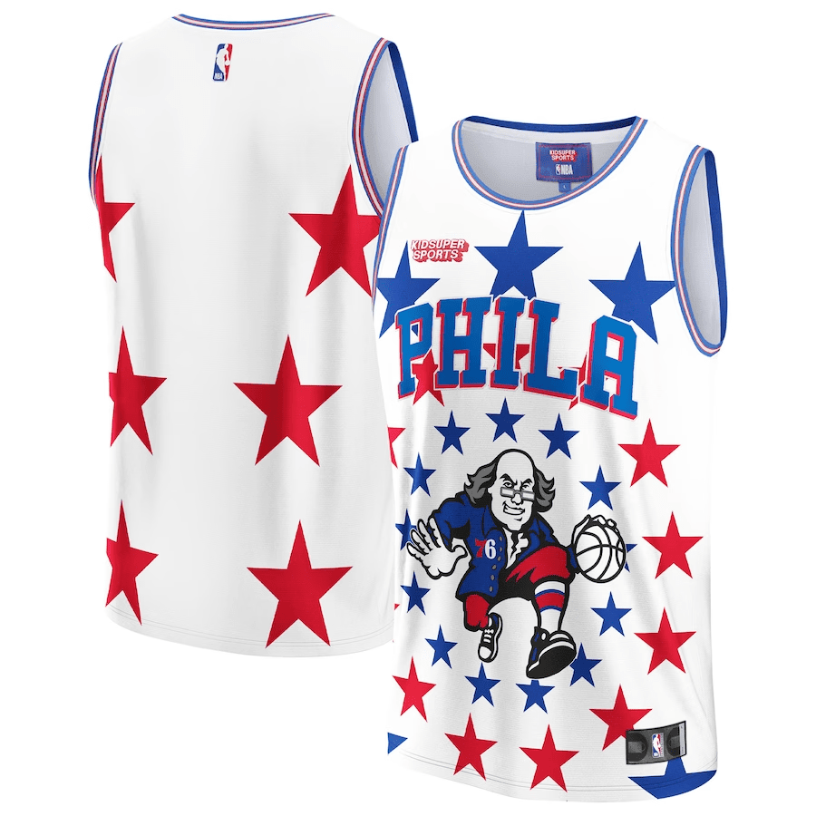 Philadelphia 76ers NBA & KidSuper Studios Unisex Hometown Jersey - White - JS955