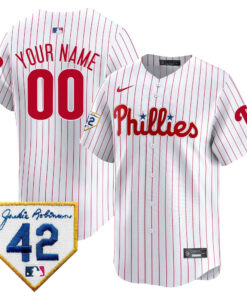 Philadelphia Phillies 2024 Jackie Robinson Patch Custom Men Jersey - White