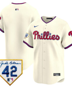 Philadelphia Phillies 2024 Jackie Robinson Patch Men Jersey - Cream