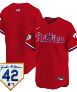 Philadelphia Phillies 2024 Jackie Robinson Patch Men Jersey - Red