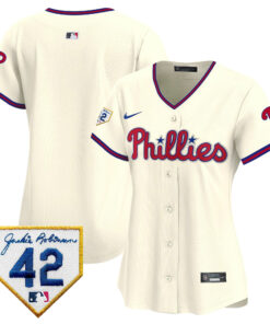Philadelphia Phillies 2024 Jackie Robinson Patch Women Jersey - Cream