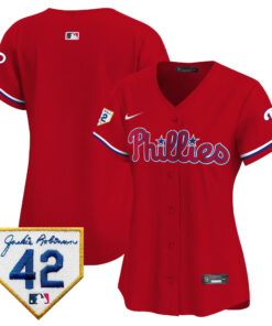 Philadelphia Phillies 2024 Jackie Robinson Patch Women Jersey - Red