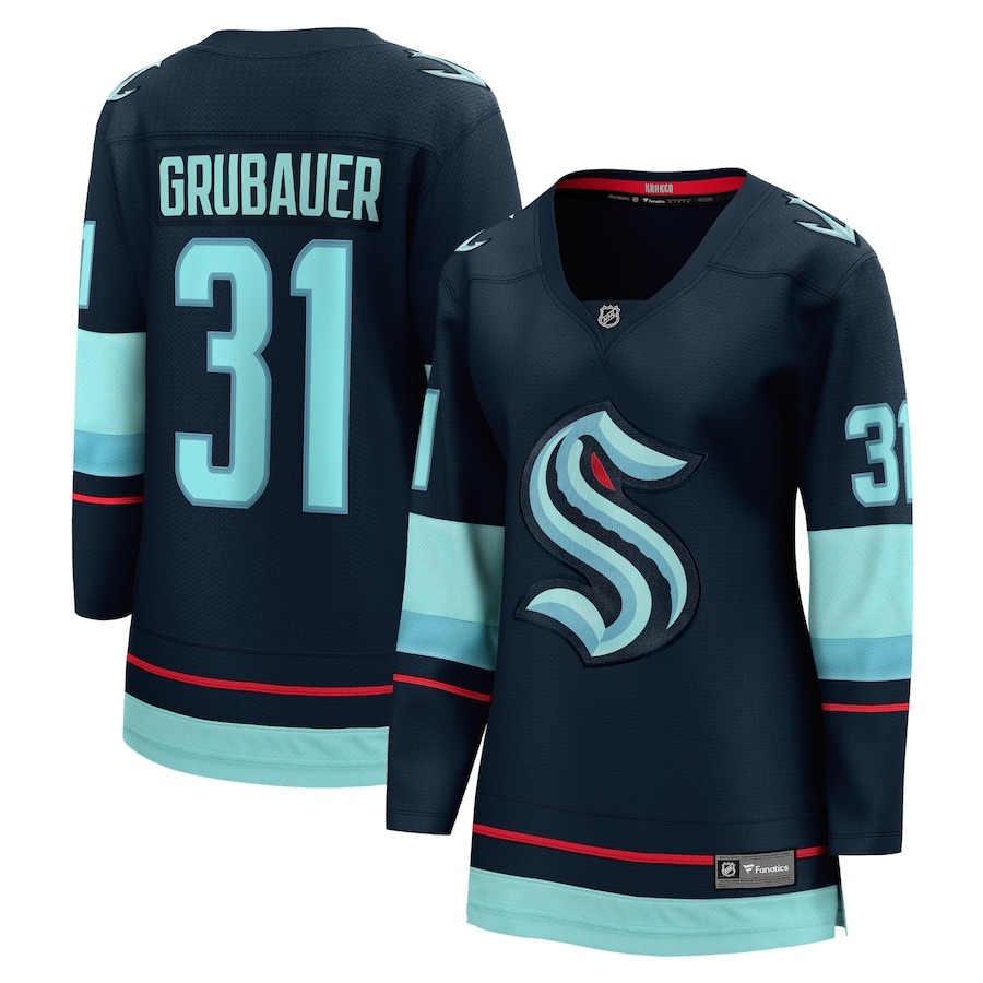 Philipp Grubauer Seattle Kraken Women's Jersey Home Breakaway Player Jersey Fan Merch