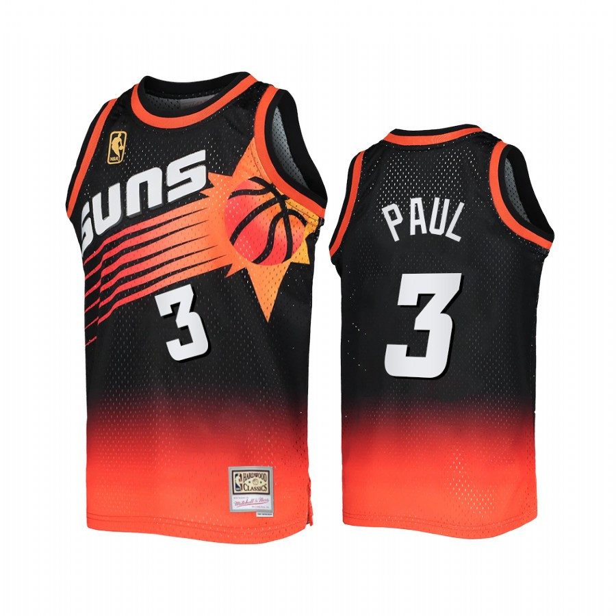 Phoenix Suns Chris Paul 3 Black Orange Fadeaway Men Jersey Mitchell Ness - JS640