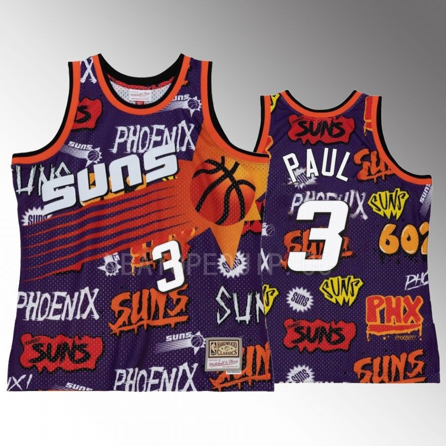 Phoenix Suns Chris Paul 3 Purple Slap Sticker Men Jersey HWC Swingman - JS957