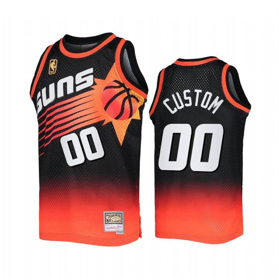 Phoenix Suns Custom 00 Black Orange Fadeaway Men Jersey Mitchell Ness - JS351