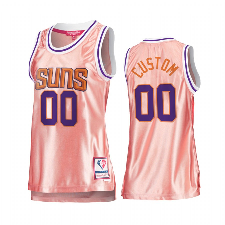 Phoenix Suns Custom 00 Rose Gold Pink 75th Anniversary Women's Jersey - JS866