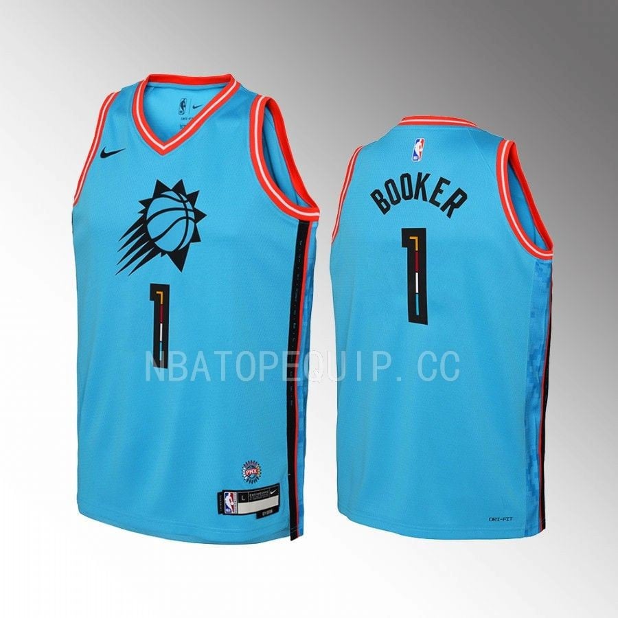 Phoenix Suns Devin Booker 1 City Edition Turquoise Youth Jersey Swingman - JS275