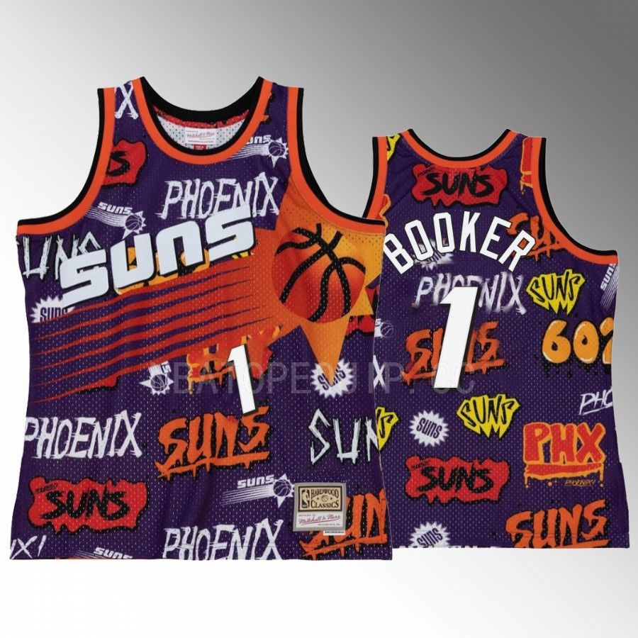 Phoenix Suns Devin Booker 1 Purple Slap Sticker Men Jersey HWC Swingman - JS348