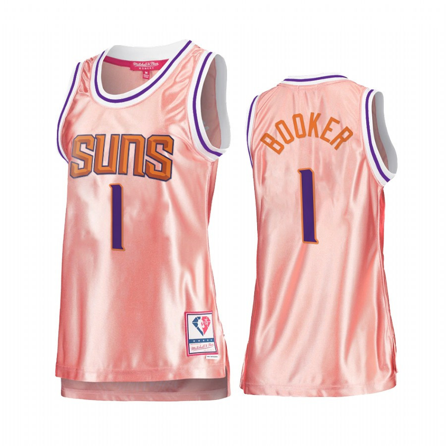 Phoenix Suns Devin Booker 1 Rose Gold Pink 75th Anniversary Women's Jersey - JS226