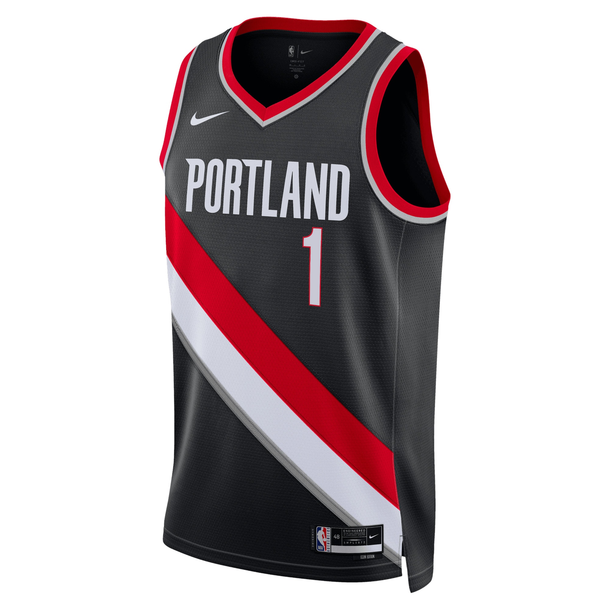 Portland Trail Blazers Icon Edition Swingman Jersey - Black - Anfernee Simons - Unisex - JS682