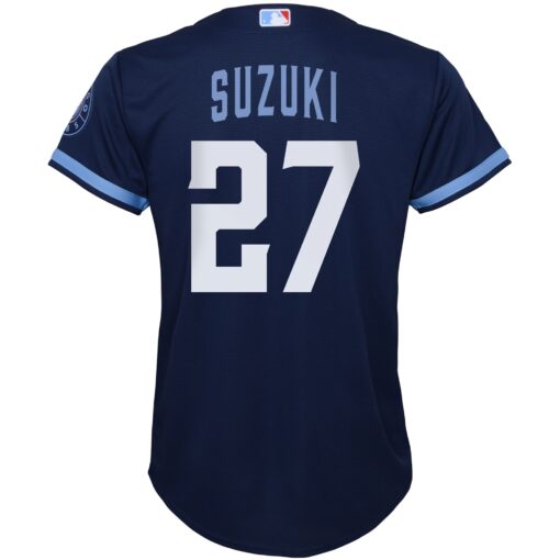 Preschool Chicago Cubs Seiya Suzuki Navy City Connect Script Player Jersey - Image 3