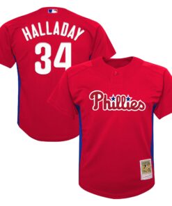 Preschool Philadelphia Phillies Roy Halladay Mitchell & Ness Red Cooperstown Collection Mesh Batting Practice Jersey