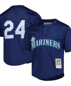 Preschool Seattle Mariners Ken Griffey Jr. Mitchell & Ness Navy Cooperstown Collection Mesh Batting Practice Jersey