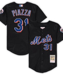 Preschool & Toddler New York Mets Mike Piazza Mitchell & Ness Black Cooperstown Collection Mesh Jersey