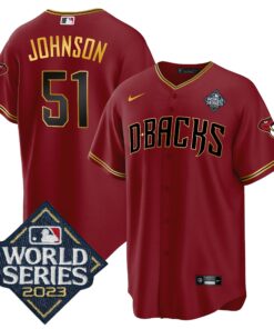 Randy Johnson 51 Arizona Diamondbacks 2023 World Series Men Jersey - Crimson Gold