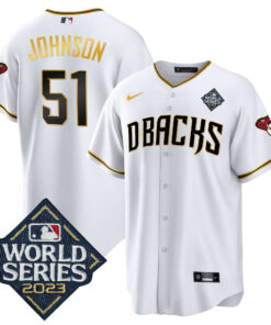 Randy Johnson 51 Arizona Diamondbacks 2023 World Series Men Jersey - White Gold