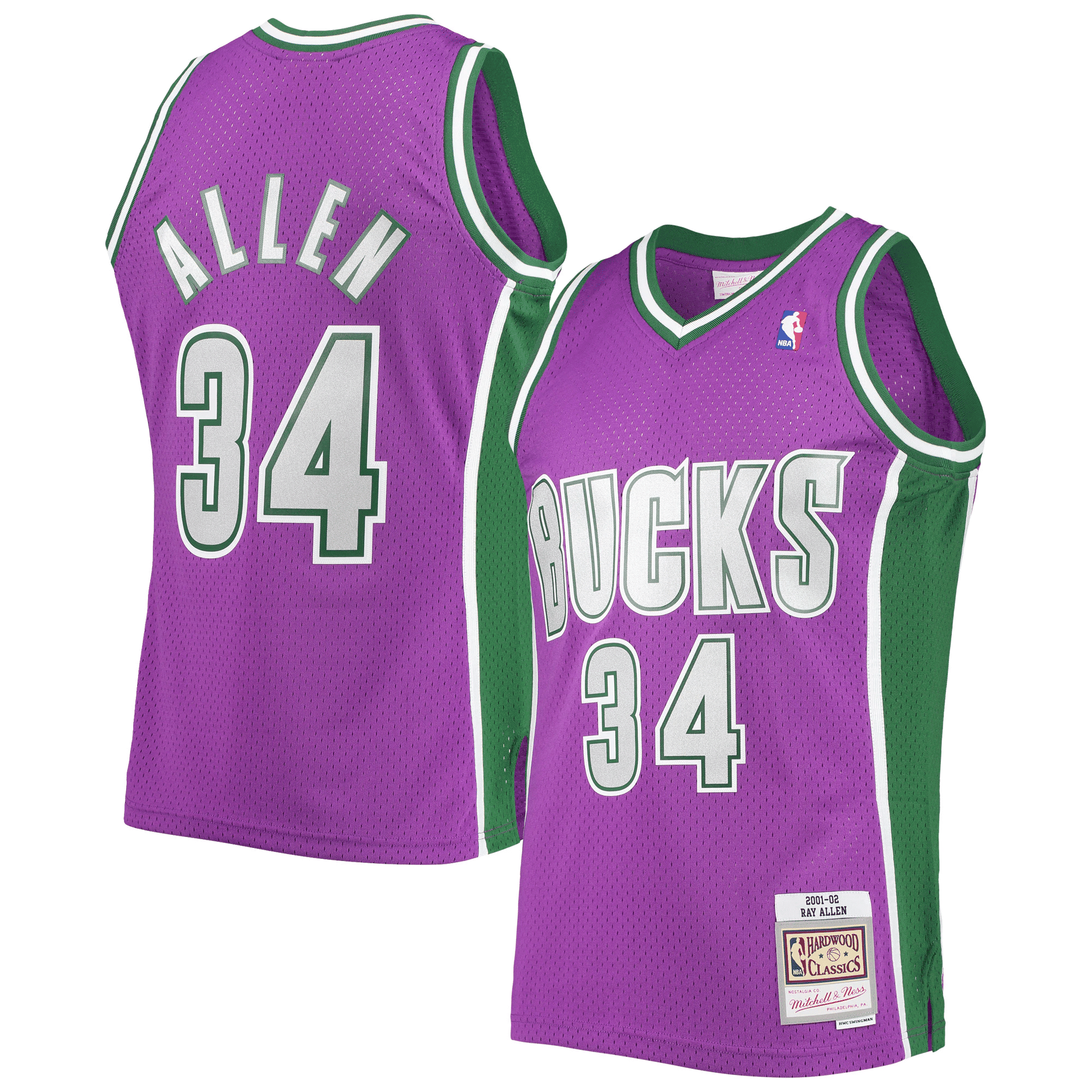 Ray Allen Milwaukee Bucks Mitchell & Ness Hardwood Classics Swingman Jersey - Purple Jersey - JS560